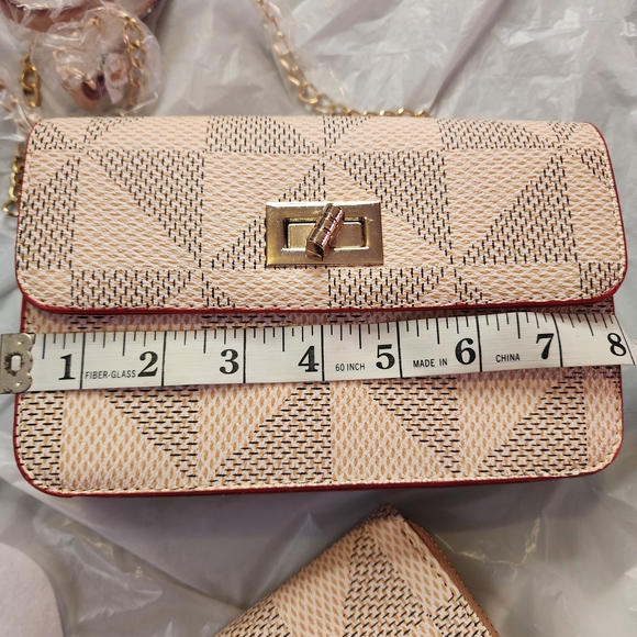 Matching Crossbody And Wristlet Cream Geometric Women\'s